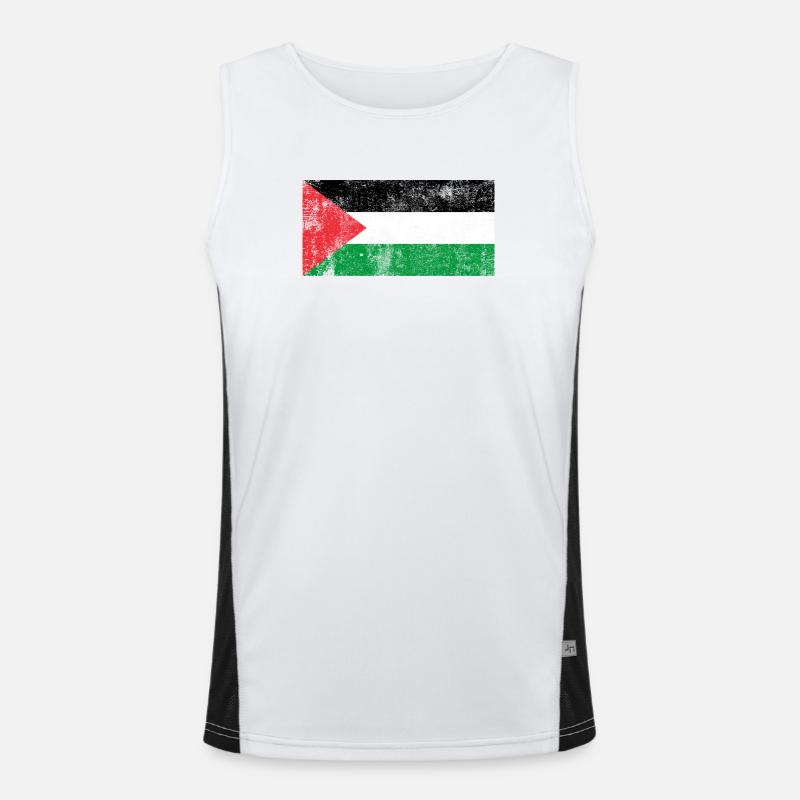 Drapeau de la Palestine drapeau Grunge Retro Vintage Débardeur respirant contrasté Homme 