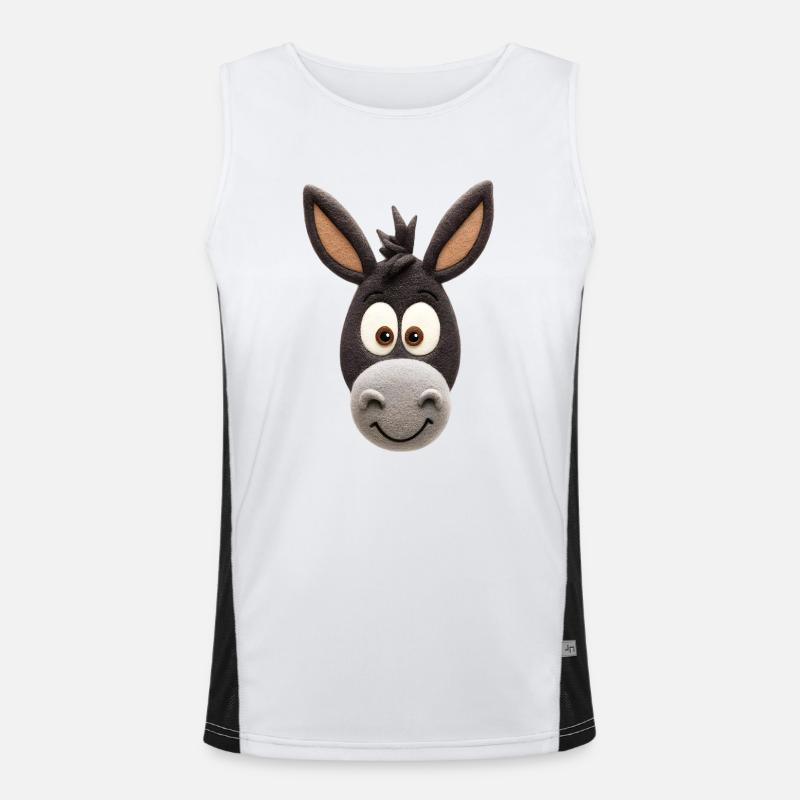 Tête de dessin animé drôle d’âne - Conception d’animaux mignons Débardeur respirant contrasté Homme 