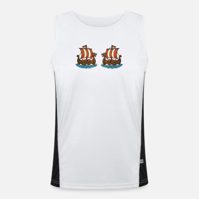 Wikinger Schiffe Funktionelles Kontrast-Tank Top für Männer 