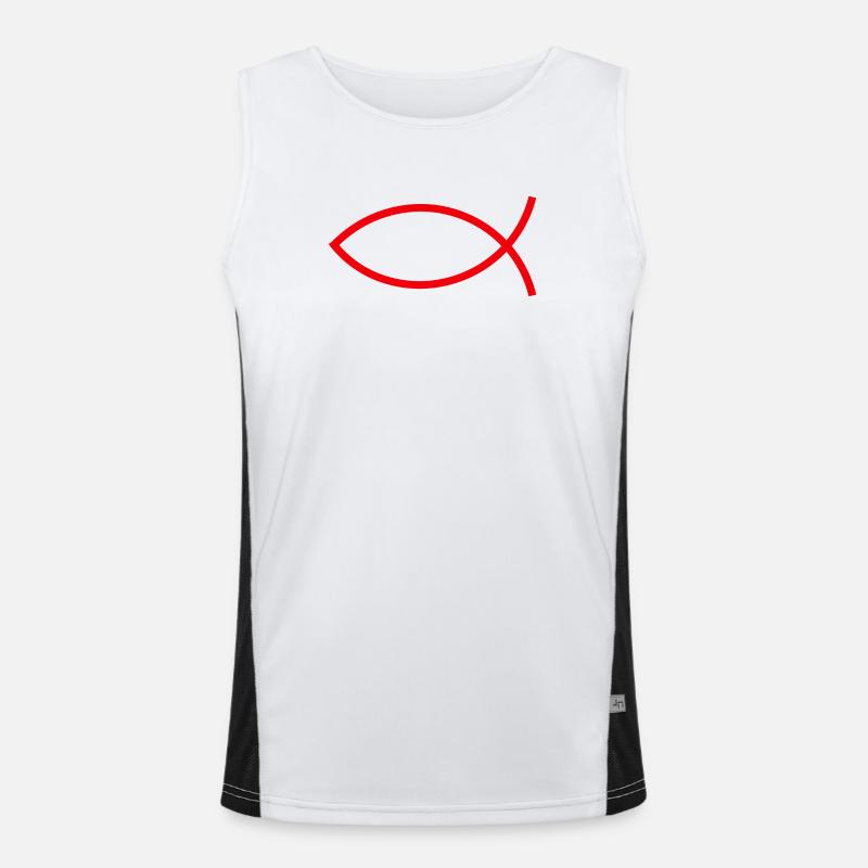Jesus fish Ichthys fish fish Men's Functional Contrast Tank Top 