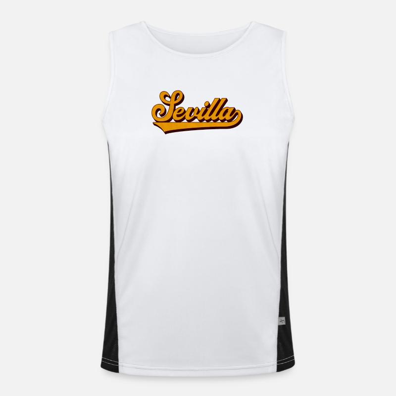 Sevilla Retro Script Yellow - Men's Functional Contrast Tank Top  - white/black