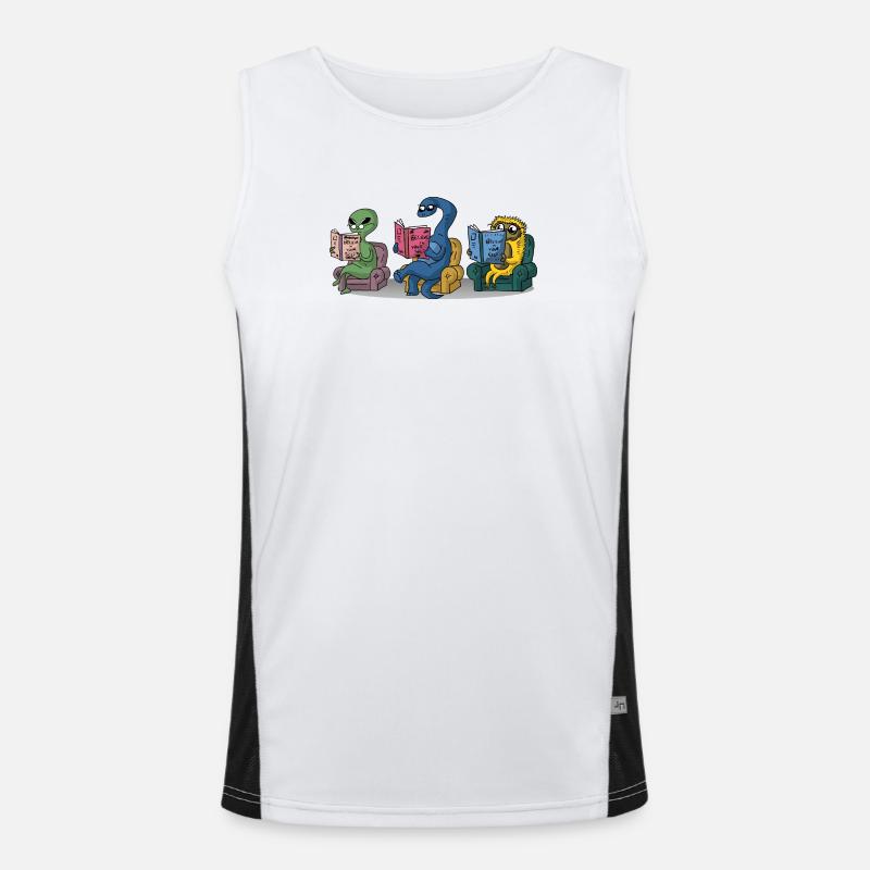 Funny Monsters Reading Self Help Books Bookworm Men's Functional Contrast Tank Top 