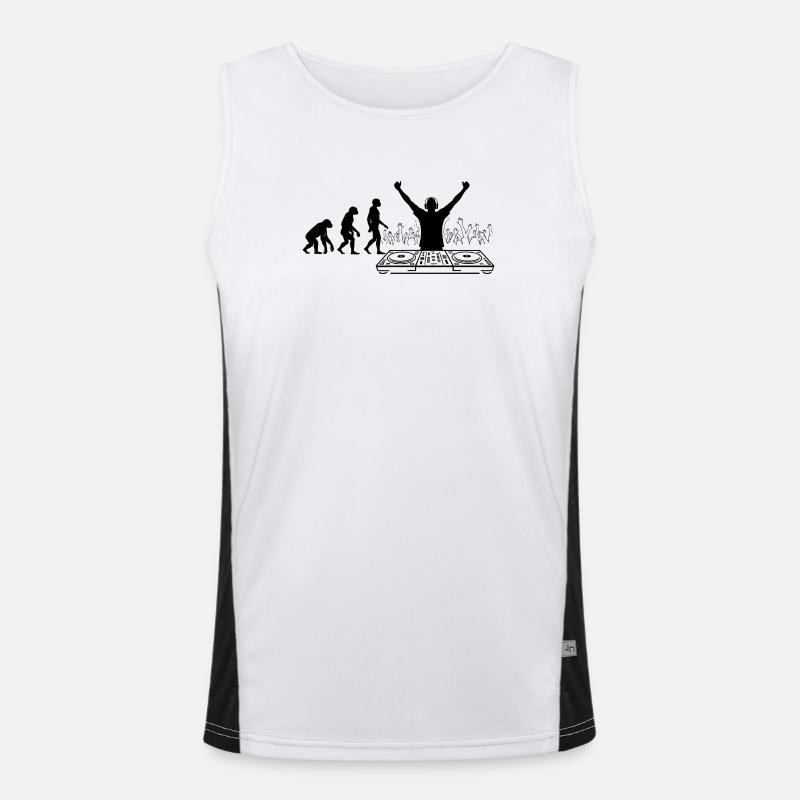 Evolution to DJ Humor Fun - Men's Functional Contrast Tank Top  - white/black