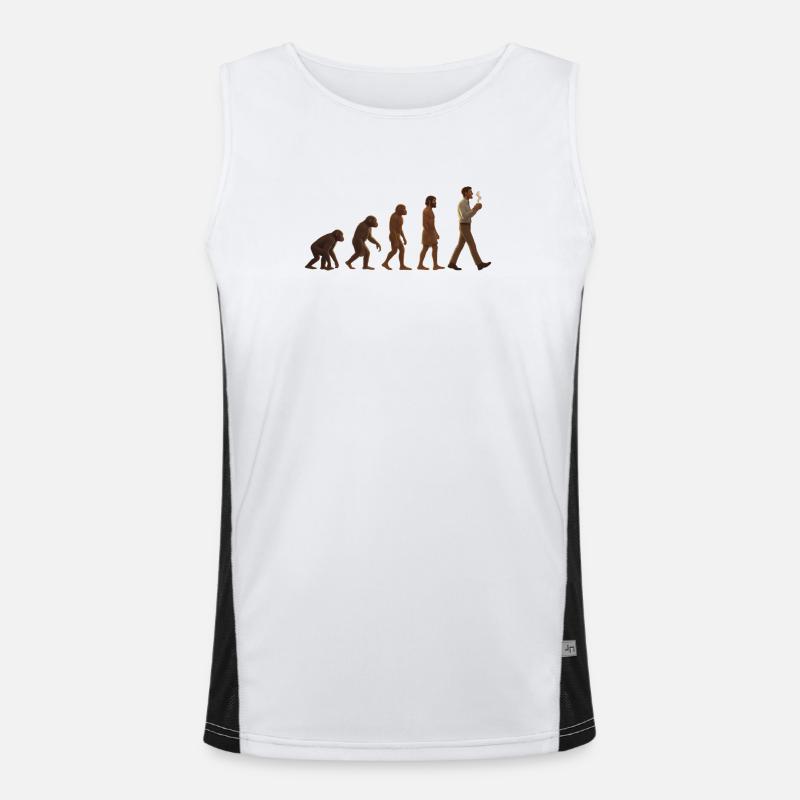 Evolutionary journey: From ape to coffee-drinking man Men's Functional Contrast Tank Top 