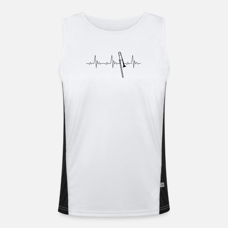 Trombone heartbeat frequency pulse ECG Men's Functional Contrast Tank Top 
