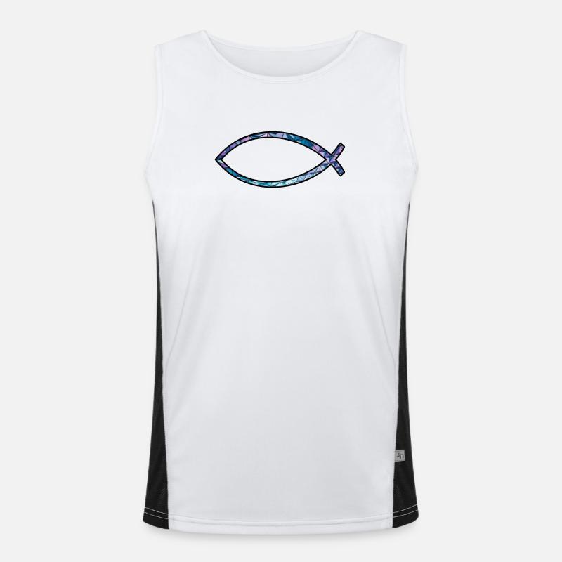 Poisson Ichtus (diamant, bleu) Débardeur respirant contrasté Homme 