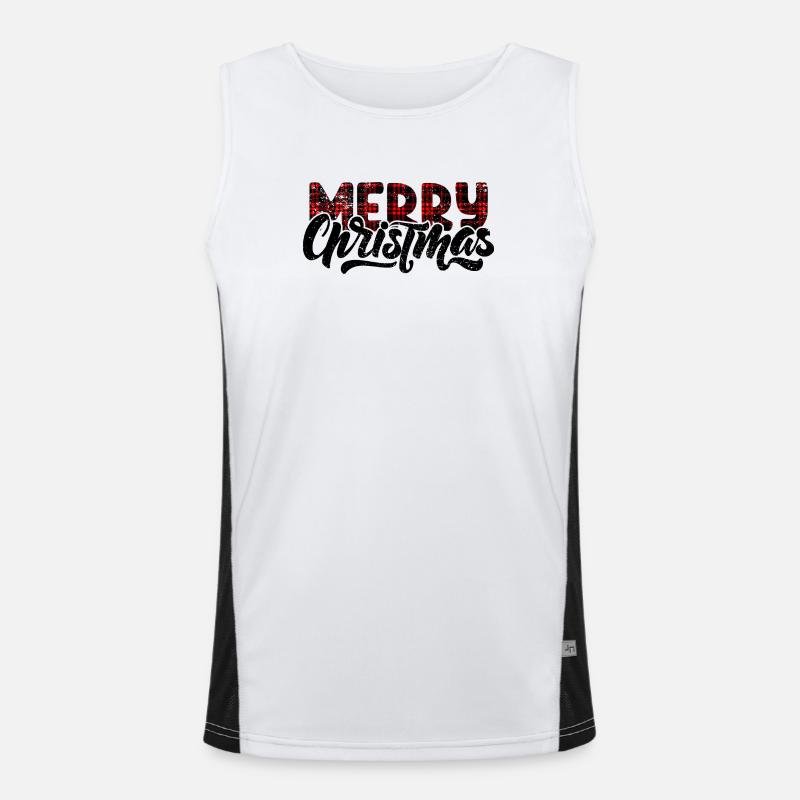 Plaid Glitch Typography - Men's Functional Contrast Tank Top  - white/black