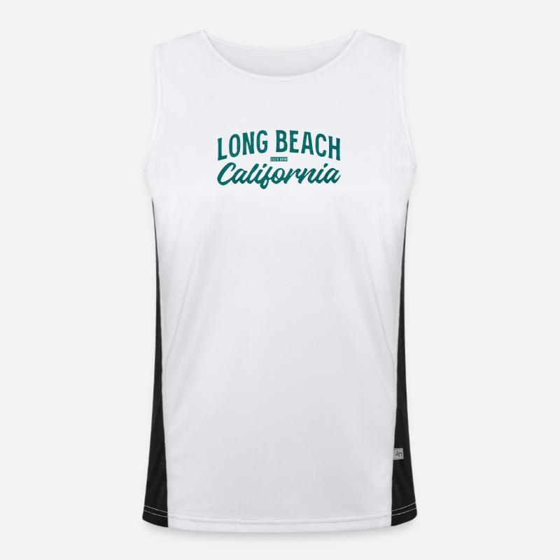 Long Beach California Vintage Script Funktionelles Kontrast-Tank Top für Männer 
