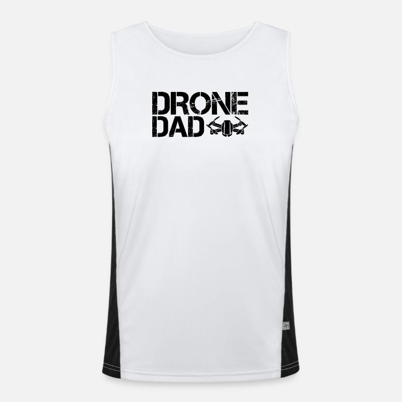 Drone Dad Funny Sayings Symbol Drone Flyer Men's Functional Contrast Tank Top 