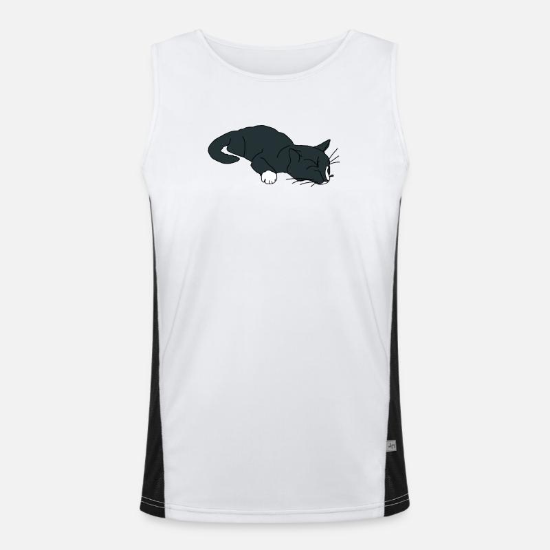 Sleeping Cat - Men's Functional Contrast Tank Top - white/black
