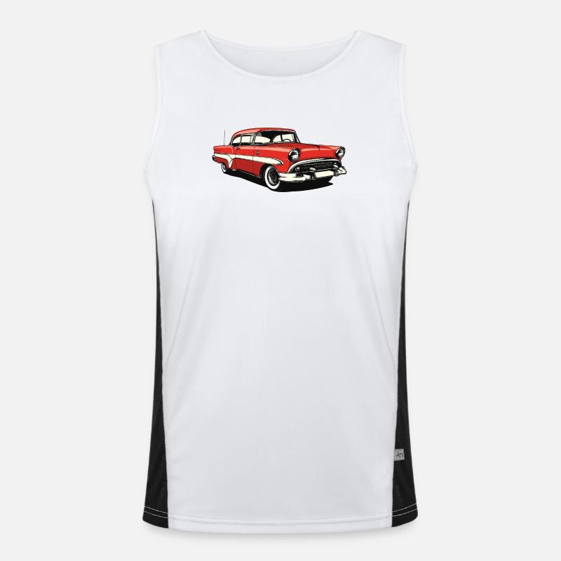 Retro Classic US Car Print Men's Functional Contrast Tank Top 