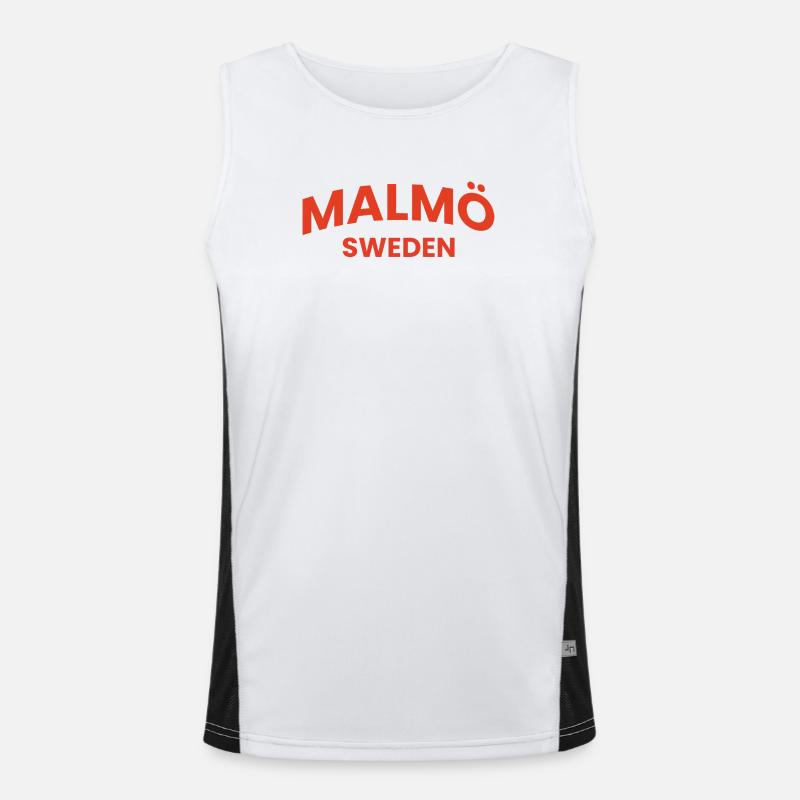 Typographie rouge de Malmö Débardeur respirant contrasté Homme 