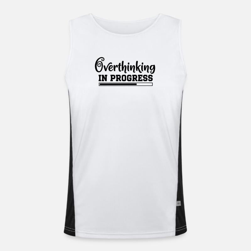 Overthinking in Progress – humorous saying - Men's Functional Contrast Tank Top  - white/black