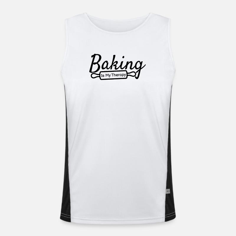 Baking Is My Therapy – Backen Spruch Funktionelles Kontrast-Tank Top für Männer 