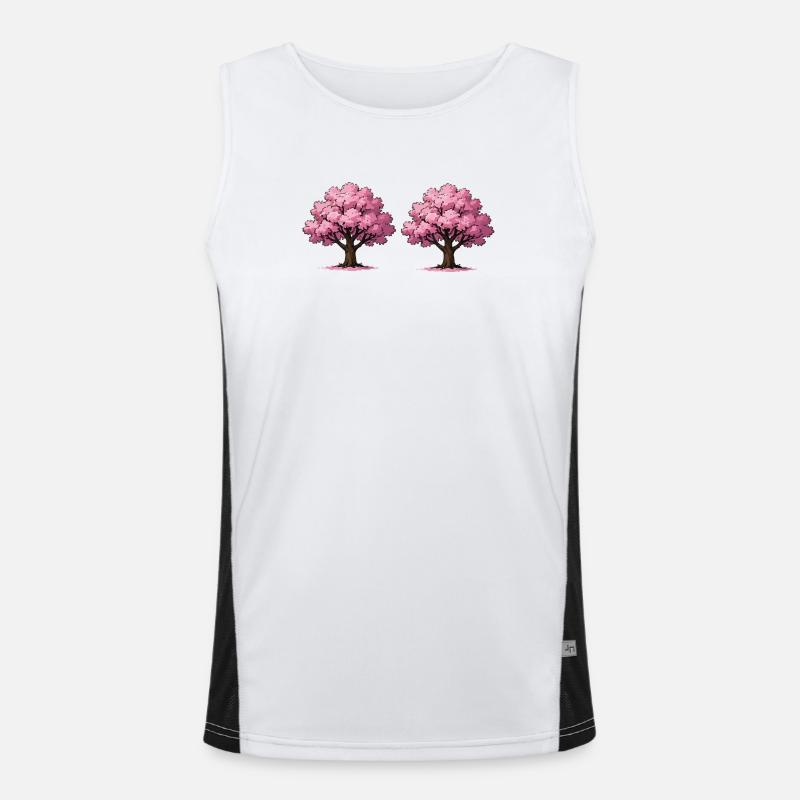 Cherry Blossom Tree Art Men's Functional Contrast Tank Top 