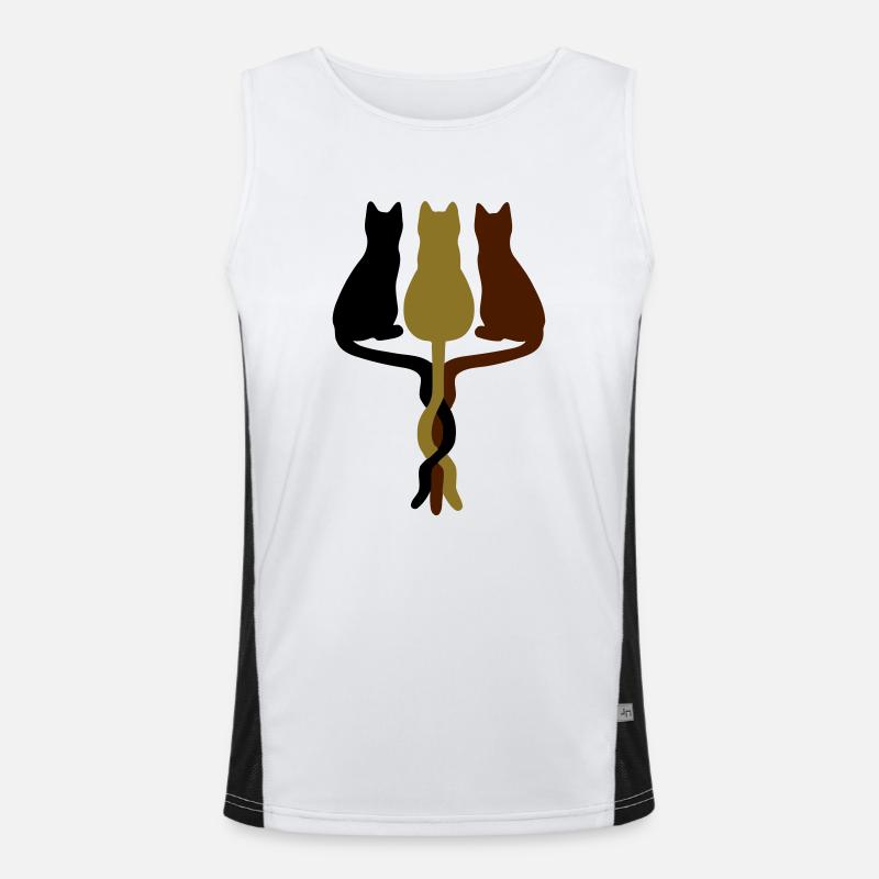 3 cats vector - Men's Functional Contrast Tank Top  - white/black