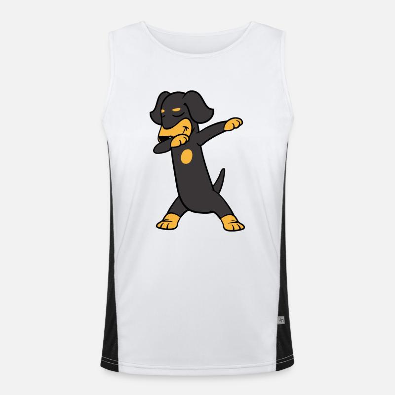 Dabbing Dab Dachshund Teckel Dachshund Dog Dancing Men's Functional Contrast Tank Top 
