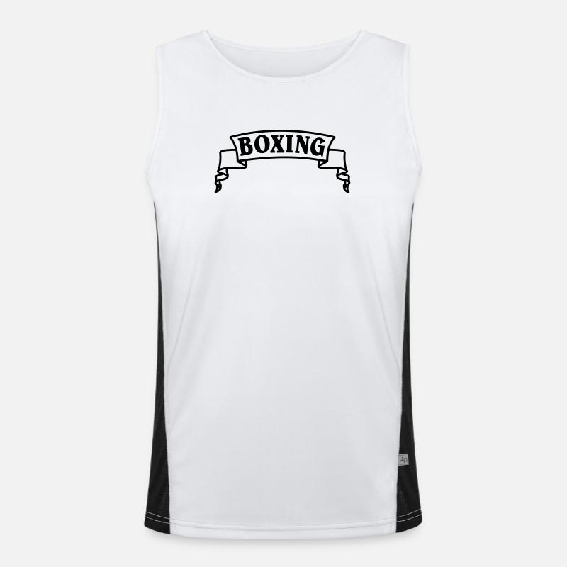 Boxen Boxtext in Wimpel oder Banner - Funktionelles Kontrast-Tank Top für Männer  - Weiß/Schwarz