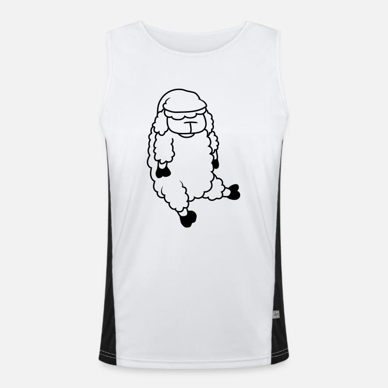 Sleeping Sheep Sleeping Cap - Men's Functional Contrast Tank Top  - white/black