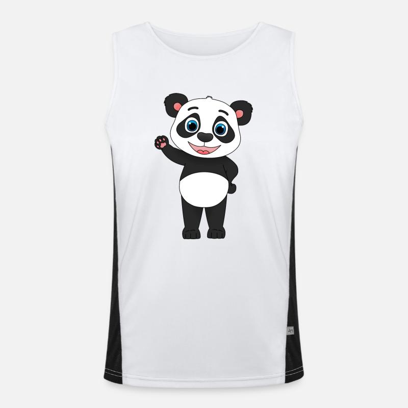 "Hi everyone!" Süß winkender Comic Panda Funktionelles Kontrast-Tank Top für Männer 