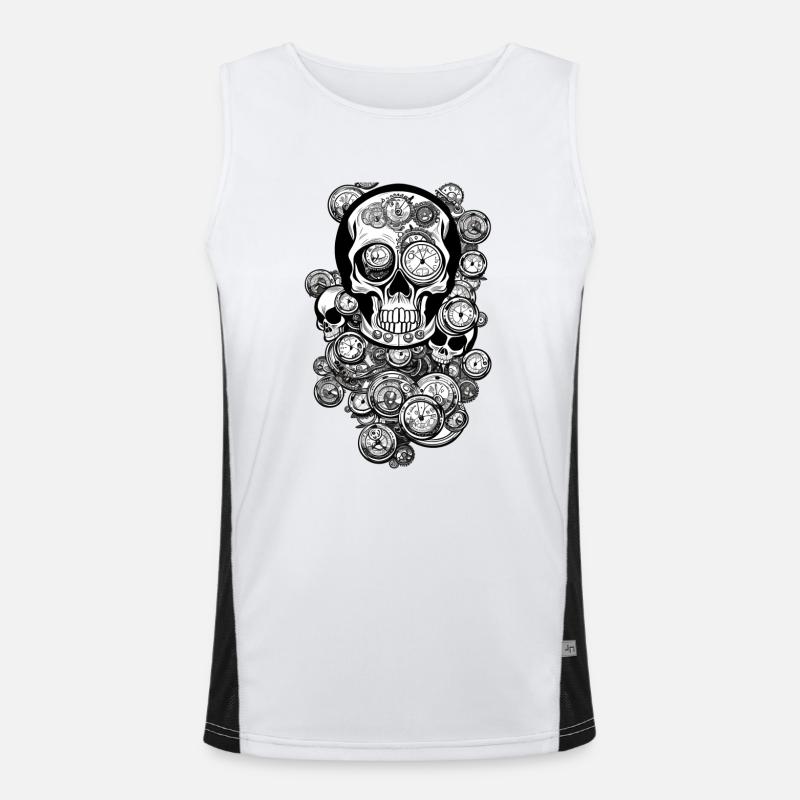 Steampunk Crazy Skull Future Fantasy Design Men's Functional Contrast Tank Top 
