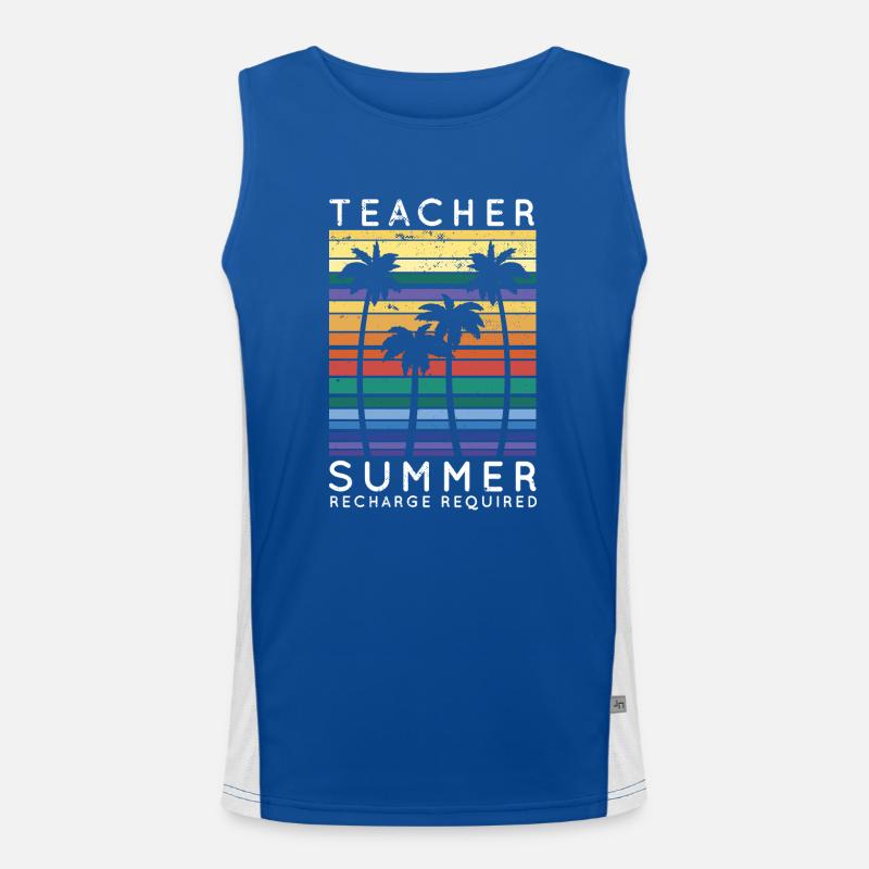 Teacher Summer Recharge Required Vacay Mode Beach Funktionelles Kontrast-Tank Top für Männer 