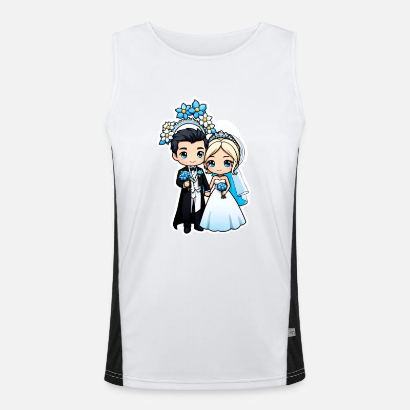 Just Married - For Wedding - Men's Functional Contrast Tank Top  - white/black