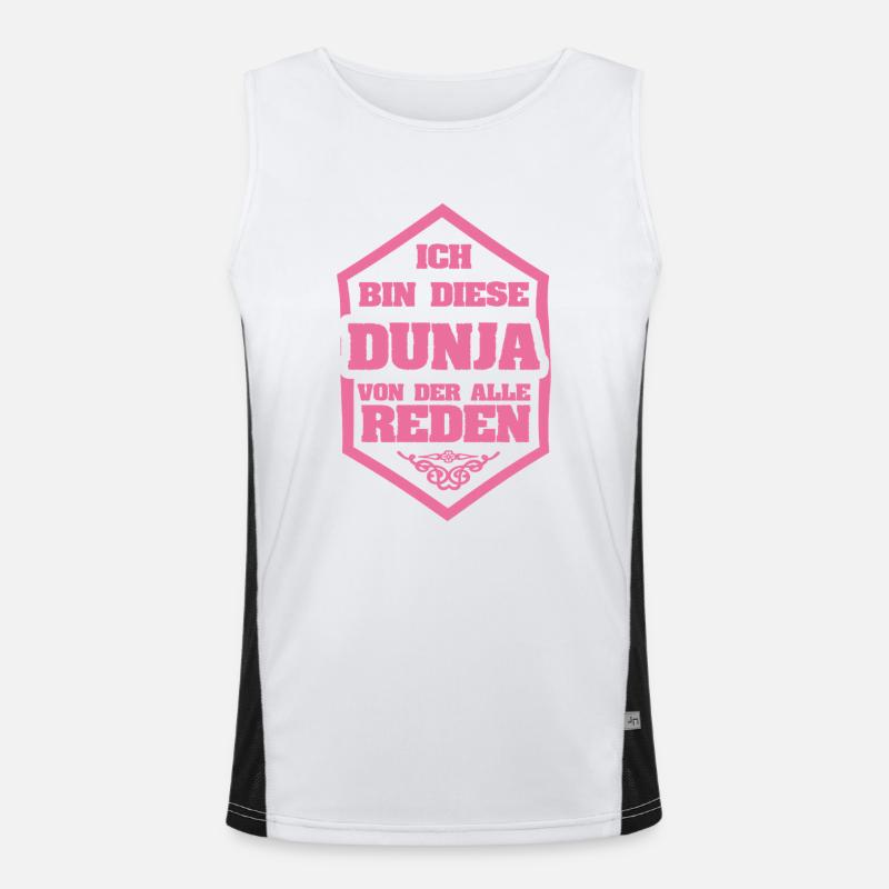 First name Dunja - Men's Functional Contrast Tank Top  - white/black