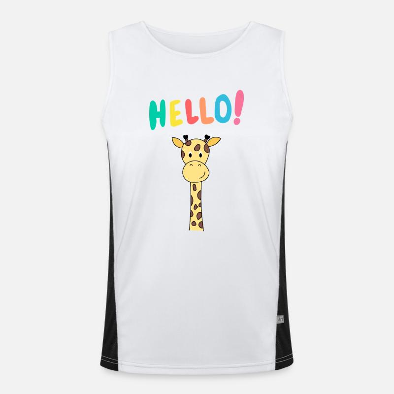 Giraffe sagt Hello – Tierisch süßes Motiv Funktionelles Kontrast-Tank Top für Männer 