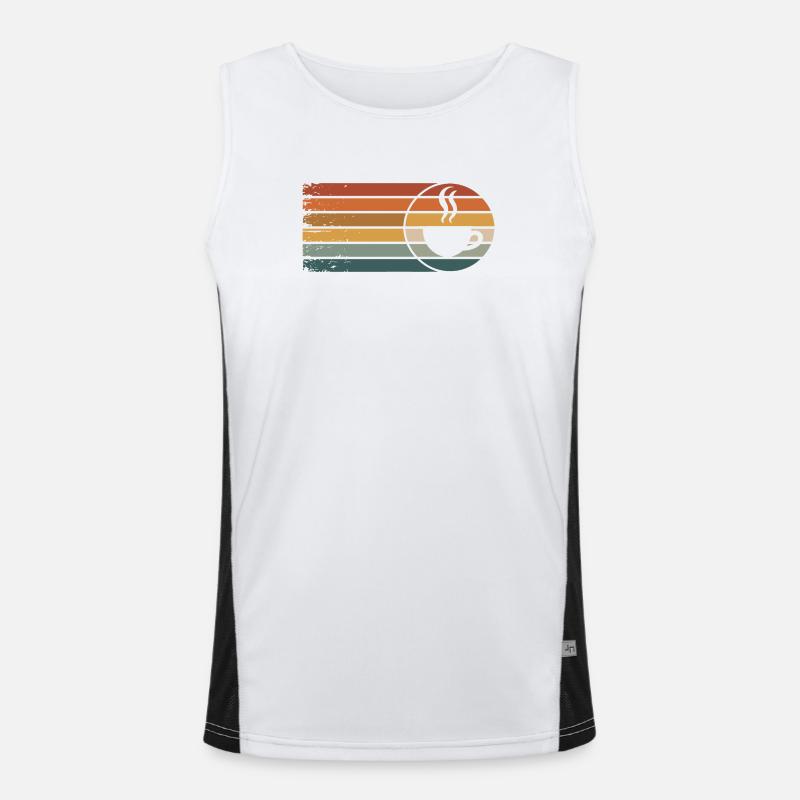 Coffee Cup Sunset Retro Coffee - Men's Functional Contrast Tank Top  - white/black