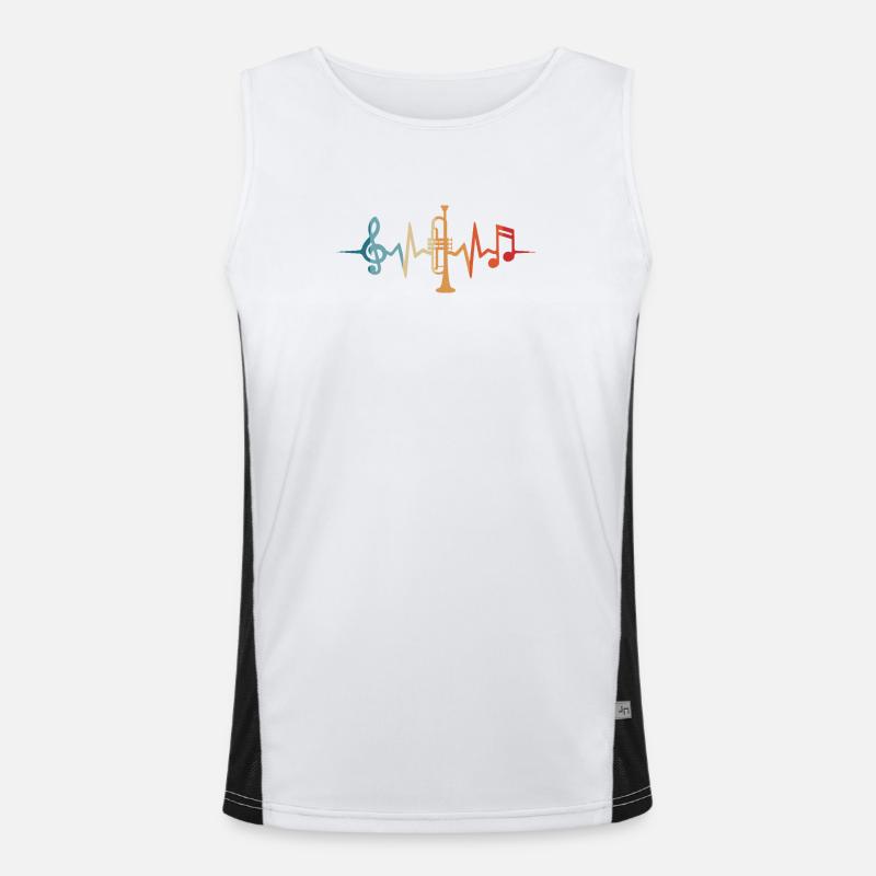 Trompete Herzschlag Trompeter Musiker Funktionelles Kontrast-Tank Top für Männer 
