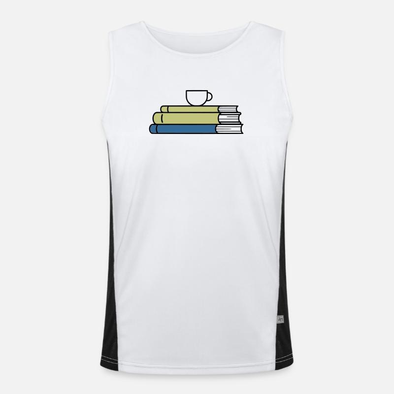 Stack of books Coffee mug Coloured - Men's Functional Contrast Tank Top  - white/black