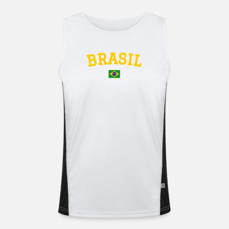 Drapeau du Brésil jaune Débardeur respirant contrasté Homme 