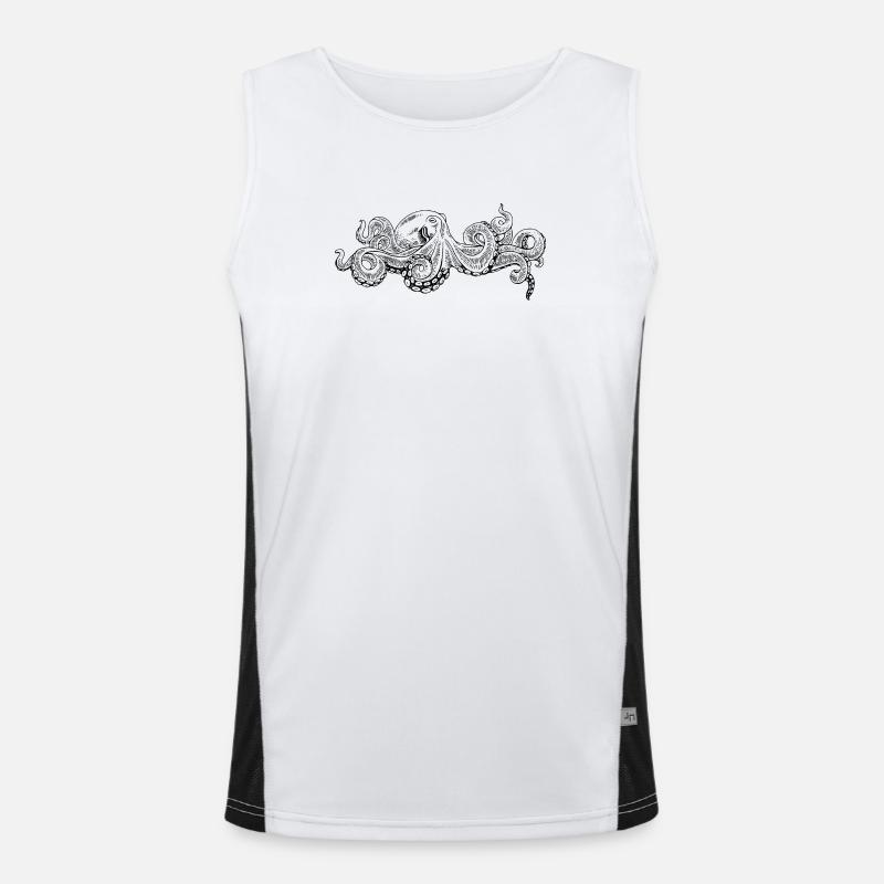 Octopus - Octopus Black Pattern - Men's Functional Contrast Tank Top  - white/black