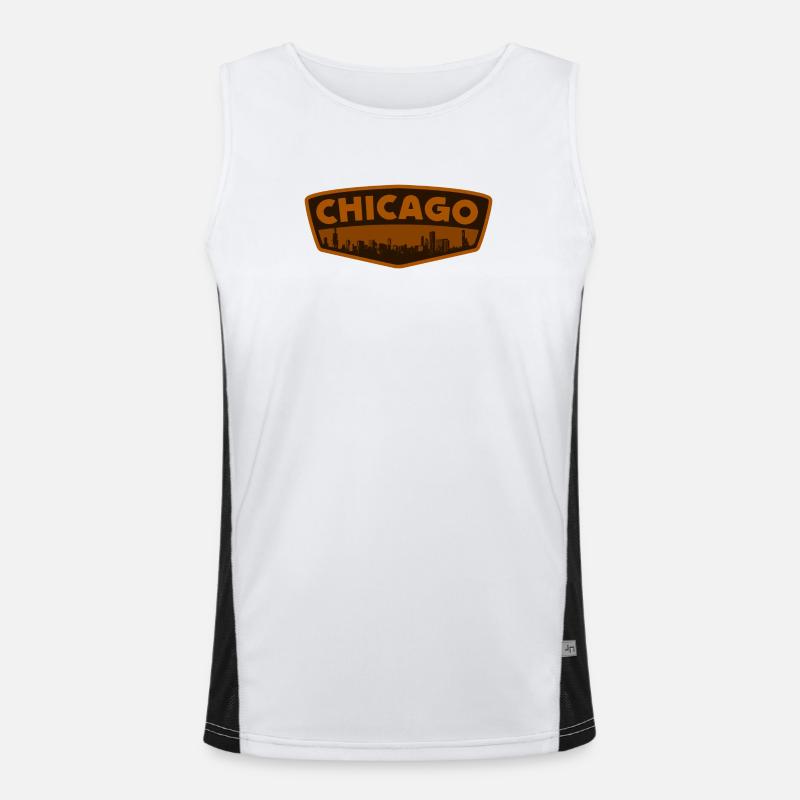 Chicago Skyline Patch Retro Funktionelles Kontrast-Tank Top für Männer 