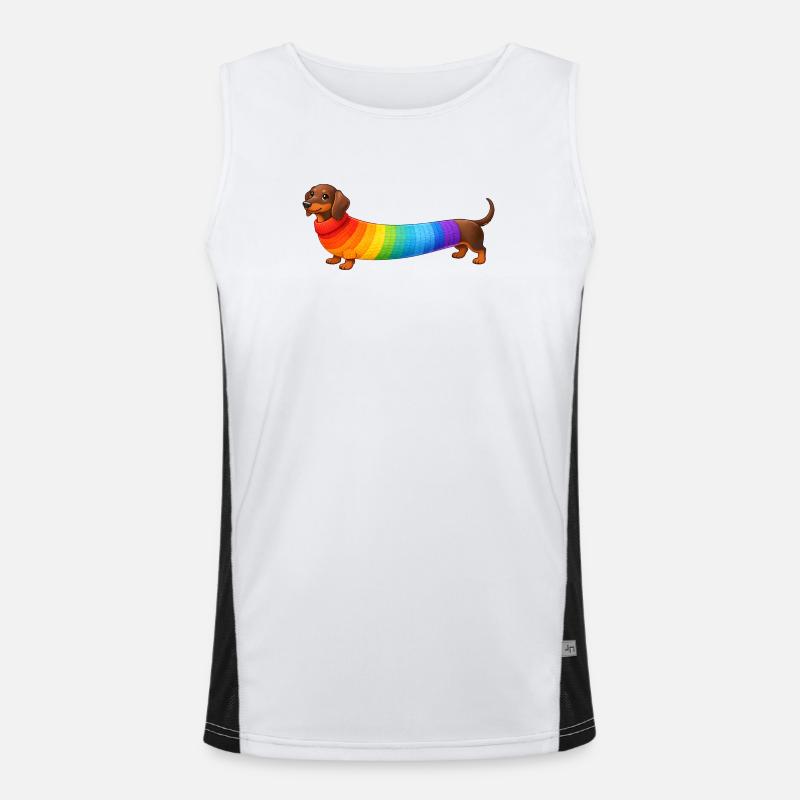 Dackel mit Regenbogen Pullover  Funktionelles Kontrast-Tank Top für Männer 
