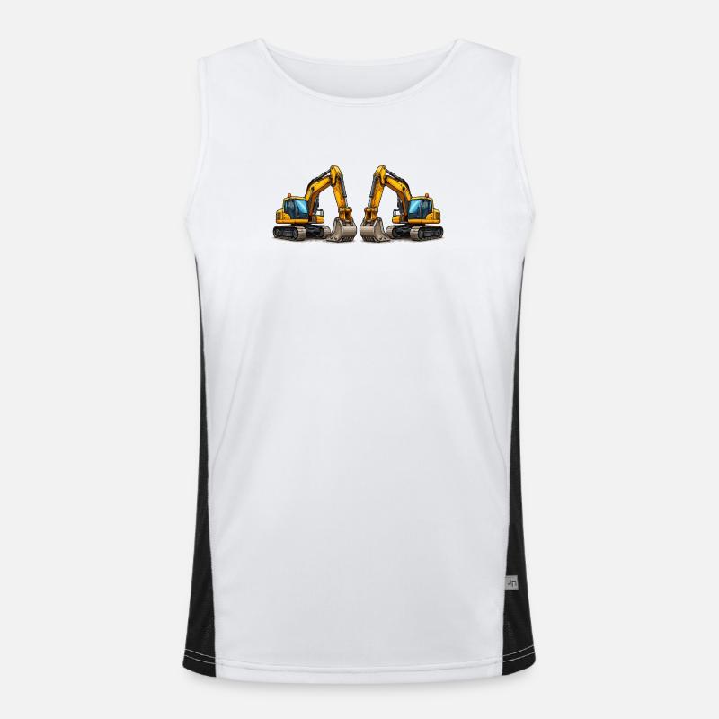 Excavator Vehicles - Men's Functional Contrast Tank Top  - white/black