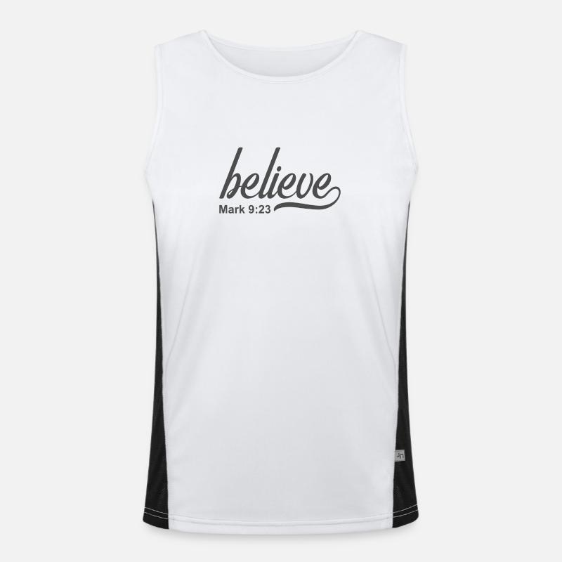 Christian Design Glaube Markus 9 Vers 23 Funktionelles Kontrast-Tank Top für Männer 
