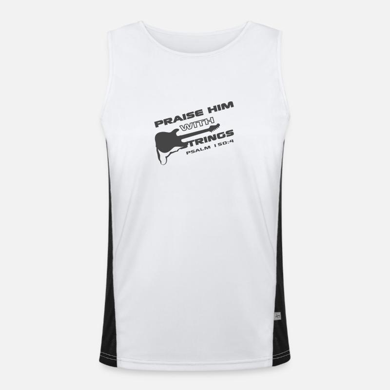 Christian Design Praise Him with Strings Psalm Men's Functional Contrast Tank Top 