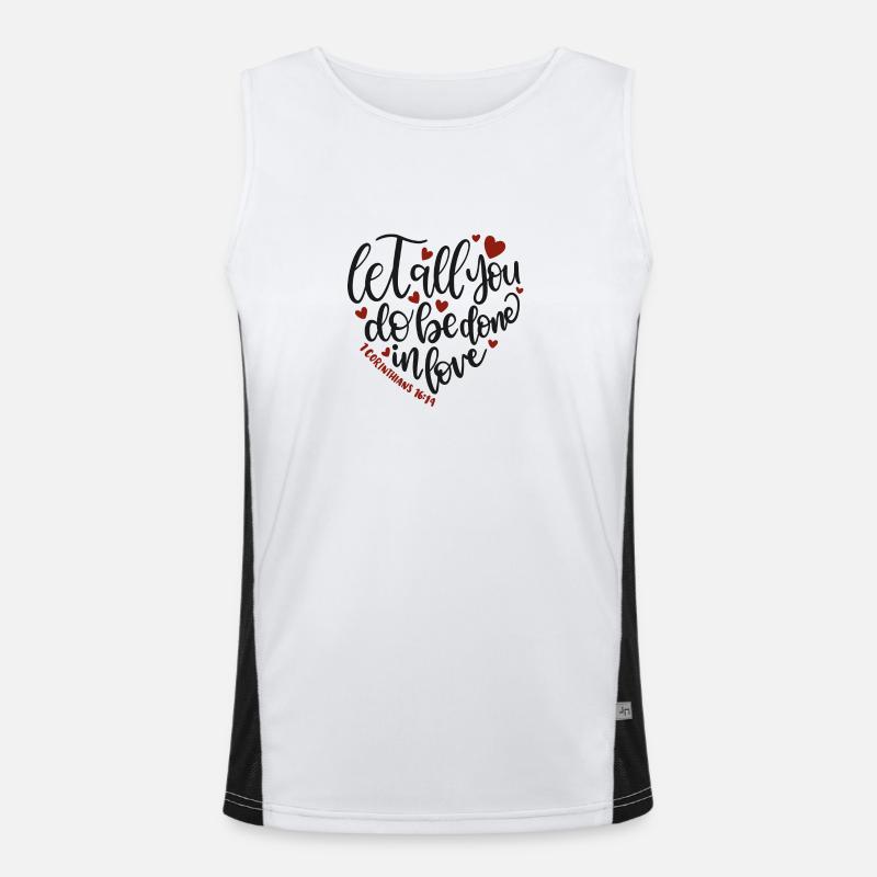 Christliches Design Lass alles, was du tust, in Liebe getan werden 2 Funktionelles Kontrast-Tank Top für Männer 