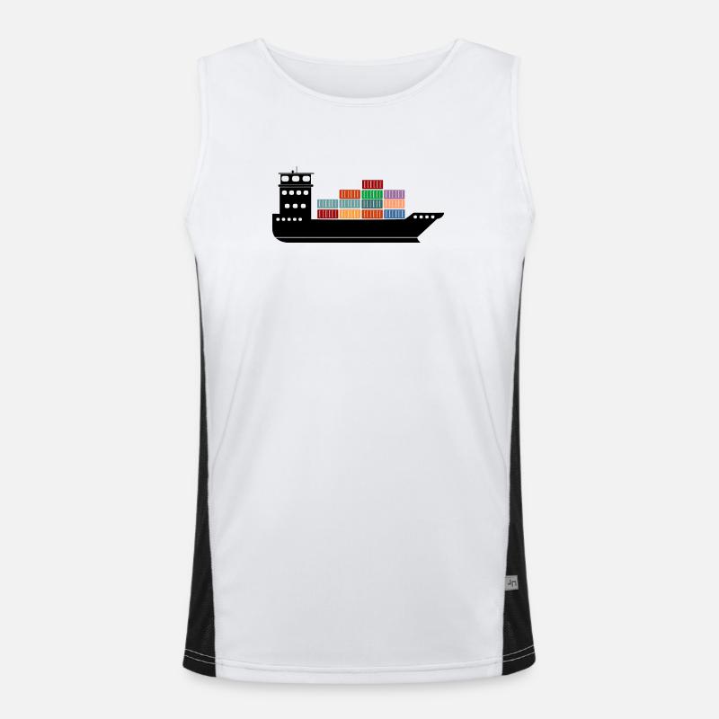 Sea container ship or boat with containers Men's Functional Contrast Tank Top 