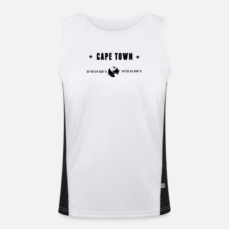 Cape Town Coordinates Black Typography Men's Functional Contrast Tank Top 