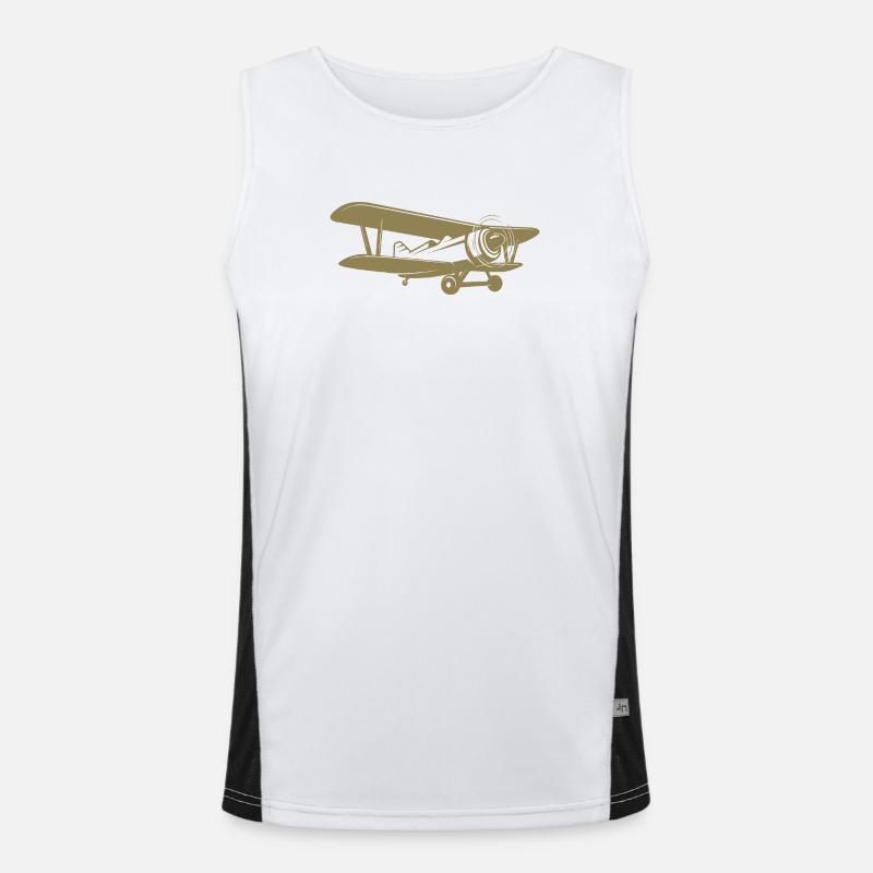 Doppeldecker Pilot Retro Minimalistisch Funktionelles Kontrast-Tank Top für Männer 