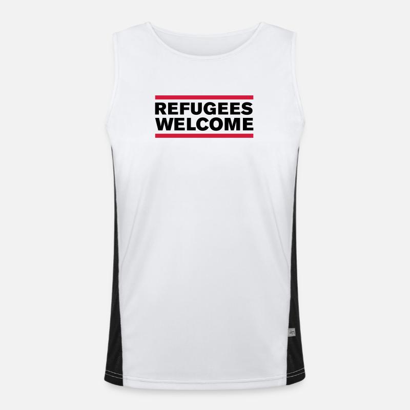 politik refugees welcome Funktionelles Kontrast-Tank Top für Männer 