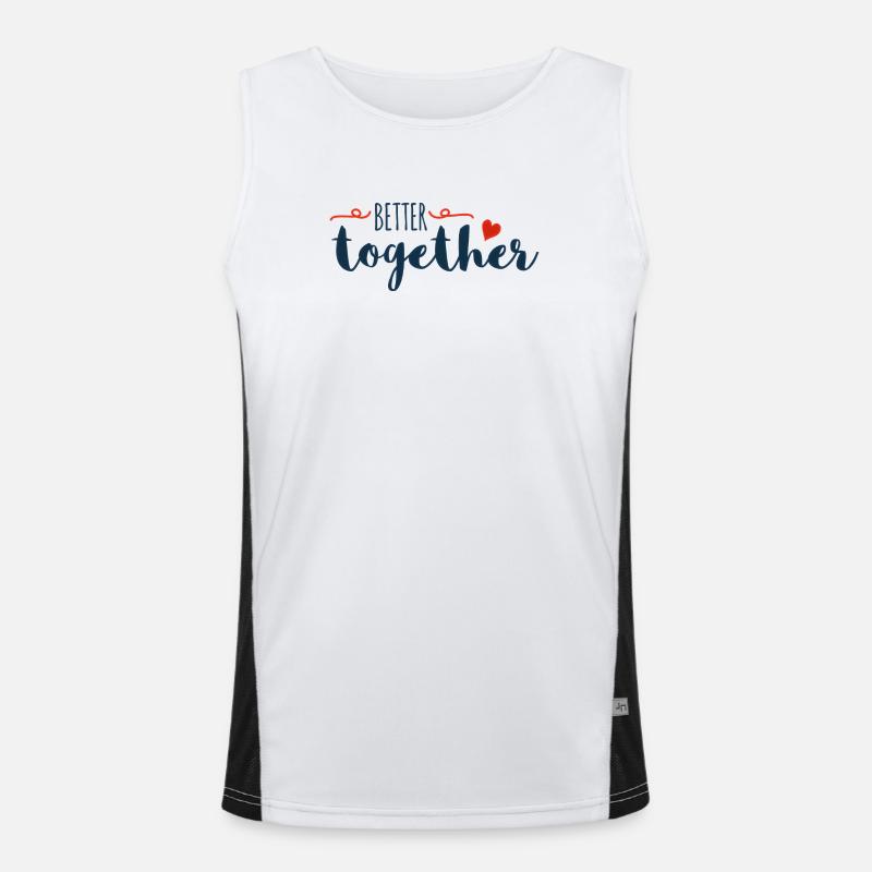 Better Together Script Heart - Men's Functional Contrast Tank Top  - white/black