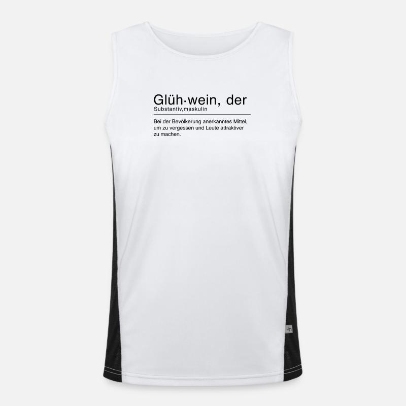 Glühwein Duden Spruch Lustig Schwarz Funktionelles Kontrast-Tank Top für Männer 