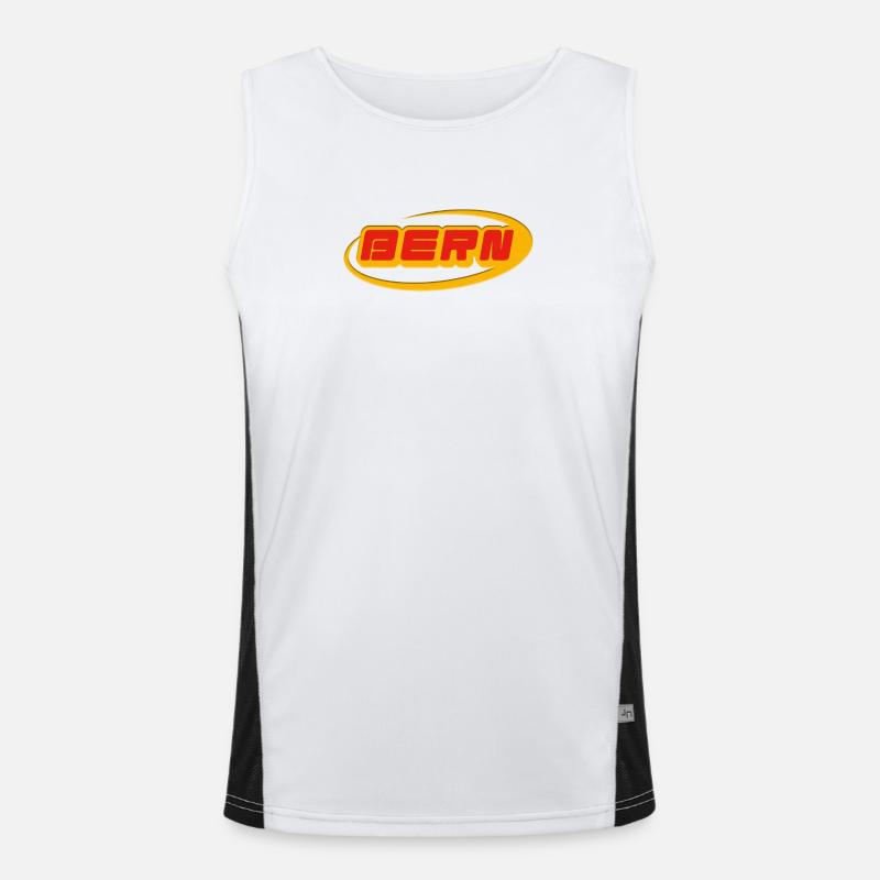Bern lettering with yellow curve Men's Functional Contrast Tank Top 