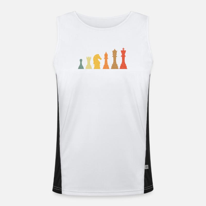 Schach Evolution Vintage Retro Funktionelles Kontrast-Tank Top für Männer 