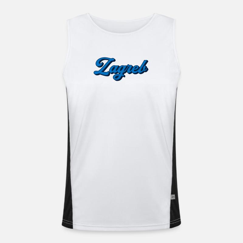 Zagreb Script Logo Stil Funktionelles Kontrast-Tank Top für Männer 