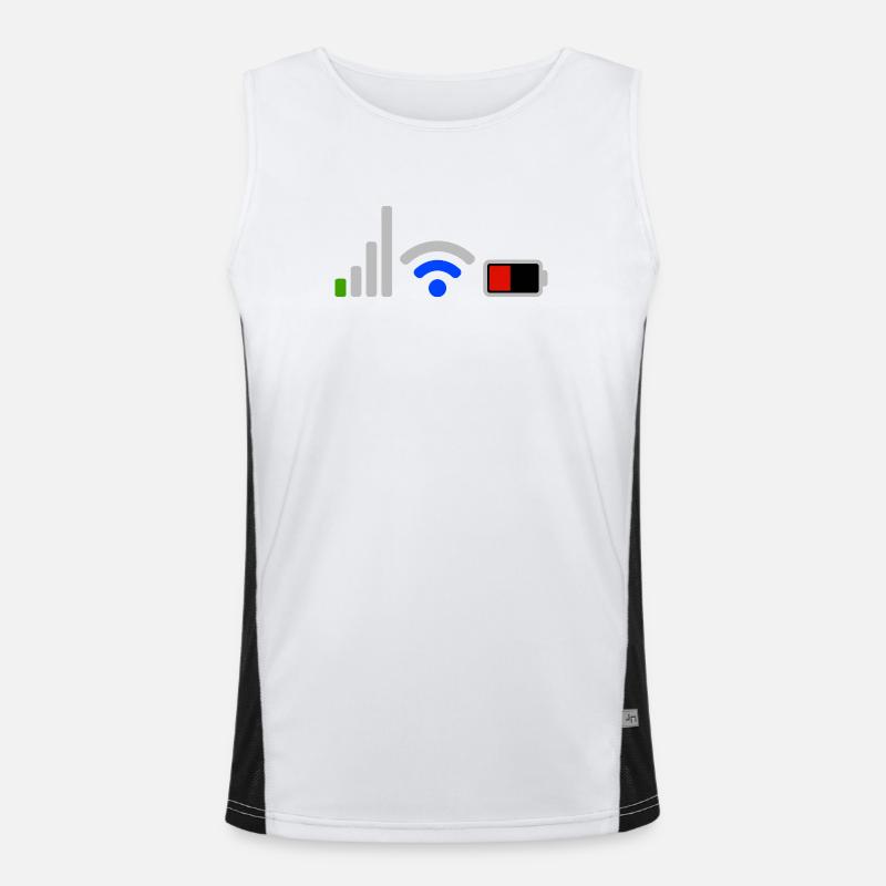 Tech Signal and Battery Wifi Network Icons Men's Functional Contrast Tank Top 